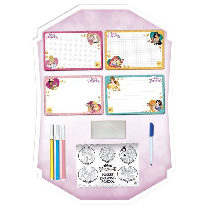 Pocket Studio de Dessin - Princesses - LISCIANIGIOCHI - Kit Dessin - 4 Ardoises effaçables - Feutres inclus - Des 3 ans