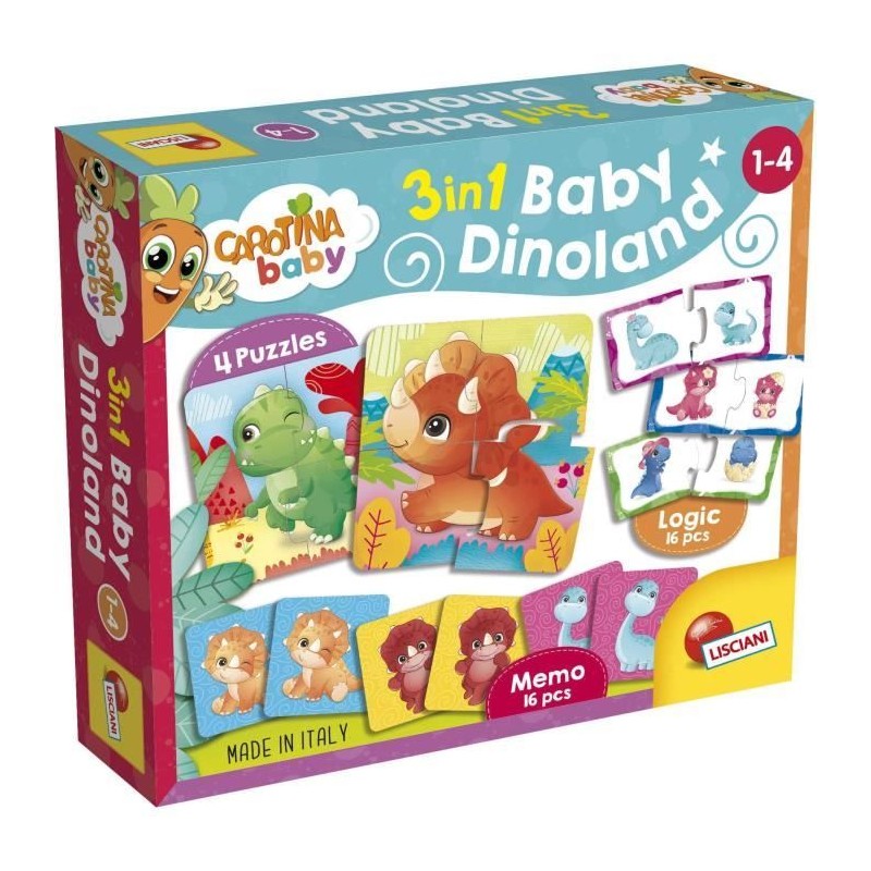 Dinoland - Jeux éducatifs - CAROTINA BABY - Puzzles, Mémo, Associati