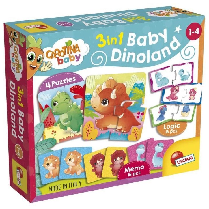 Dinoland - Jeux éducatifs - CAROTINA BABY - Puzzles, Mémo, Associations