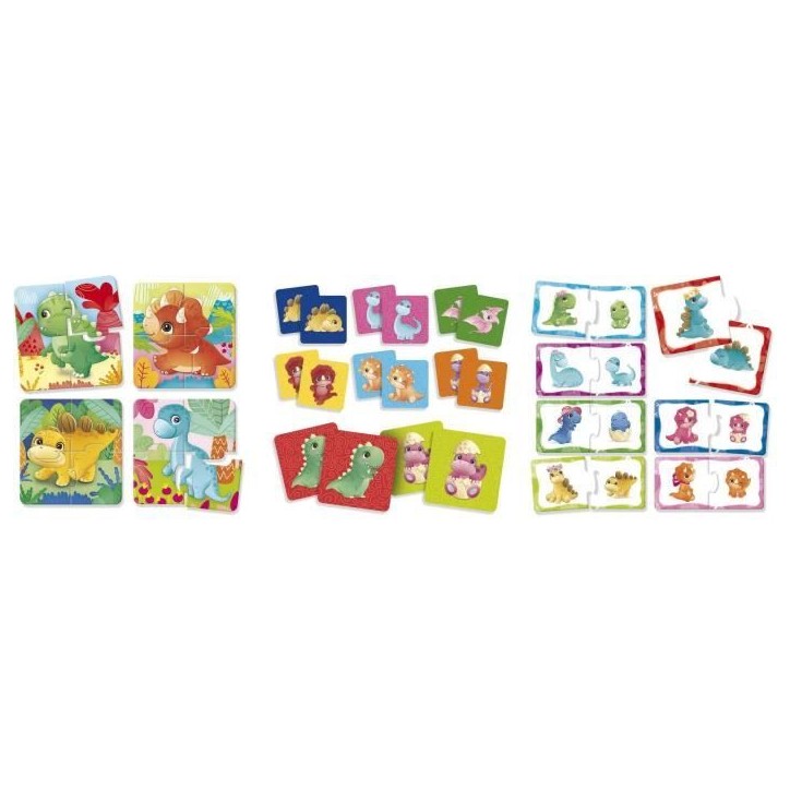 Dinoland - Jeux éducatifs - CAROTINA BABY - Puzzles, Mémo, Associations