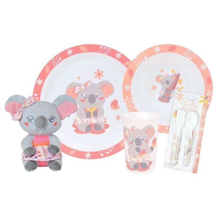 Lot vaisselle - FUN HOUSE - KOALA - Verre 220 ml, assiette creuse Ø 16 cm, assiette plate Ø 22 cm, couverts et peluche 22 cm Lot vaisselle - FUN HOUSE - KOALA - Verre 220 ml, assiette creuse Ø 16 cm, assiette plate Ø 22 cm, couverts et peluche 22 cm