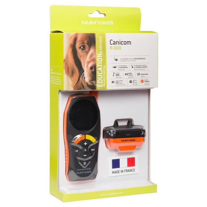 Ensemble complet de dressage - NUM'AXES - CANICOM R-800 - Pour chien - Rechargeable - Orange