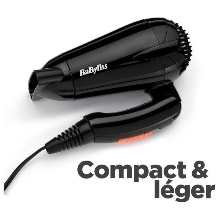 Seche-cheveux - BaByliss - 5344E Travel Dry 2000 - Compact Léger avec poignée pliable Seche-cheveux - BaByliss - 5344E Travel Dry 2000 - Compact Léger avec poignée pliable