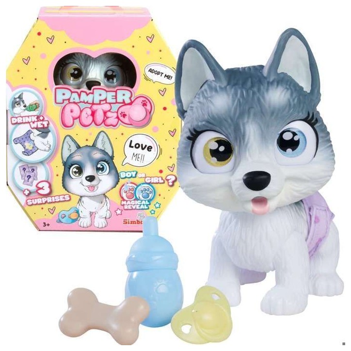 Smoby - Pamper Petz - Husky a adopter - 4 accessoires - Articulé - Bois et fais pipi - Certificat d'adoption - Des 3 ans Smoby - Pamper Petz - Husky a adopter - 4 accessoires - Articulé - Bois et fais pipi - Certificat d'adoption - Des 3 ans