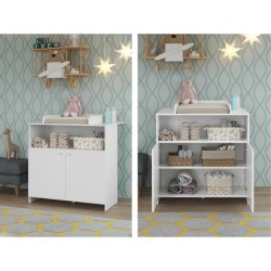 Chambre bébé Trio : Lit 70 x 140 cm + Commode a langer + Armoire NIK