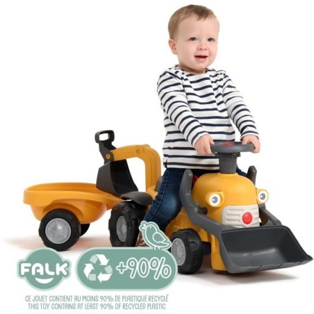 Porteur Chantier Marcel - FALK - Pelle frontale, excavatrice - Jaune - Fabriqué en France - 90% de plastique recyclé - Des 12