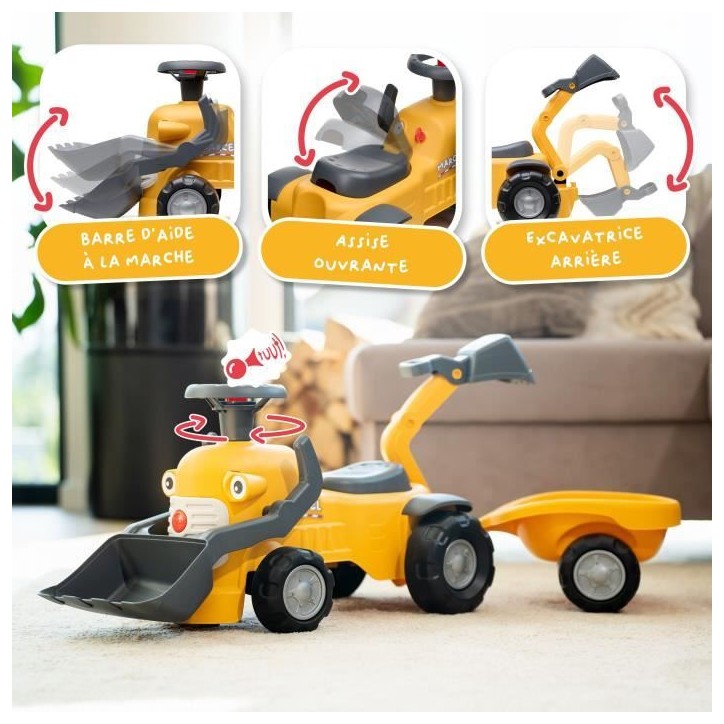 Porteur Chantier Marcel - FALK - Pelle frontale, excavatrice - Jaune - Fabriqué en France - 90% de plastique recyclé - Des 12 Porteur Chantier Marcel - FALK - Pelle frontale, excavatrice - Jaune - Fabriqué en France - 90% de plastique recyclé - Des 12