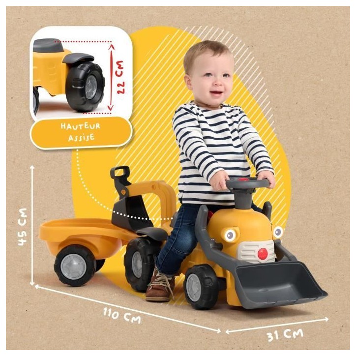 Porteur Chantier Marcel - FALK - Pelle frontale, excavatrice - Jaune - Fabriqué en France - 90% de plastique recyclé - Des 12 Porteur Chantier Marcel - FALK - Pelle frontale, excavatrice - Jaune - Fabriqué en France - 90% de plastique recyclé - Des 12