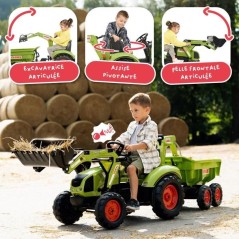 Tractopelle a pédales Claas - FALK - Volant directionnel, Selle pivot