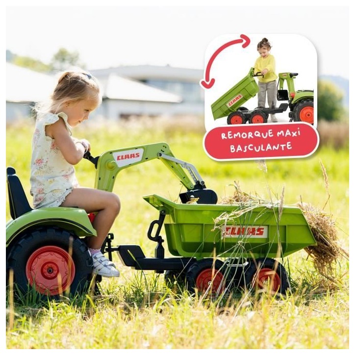 Tractopelle a pédales Claas - FALK - Volant directionnel, Selle pivotante & Excavatrice remorque - Fabriqué en France - Des 3 Tractopelle a pédales Claas - FALK - Volant directionnel, Selle pivotante & Excavatrice remorque - Fabriqué en France - Des 3