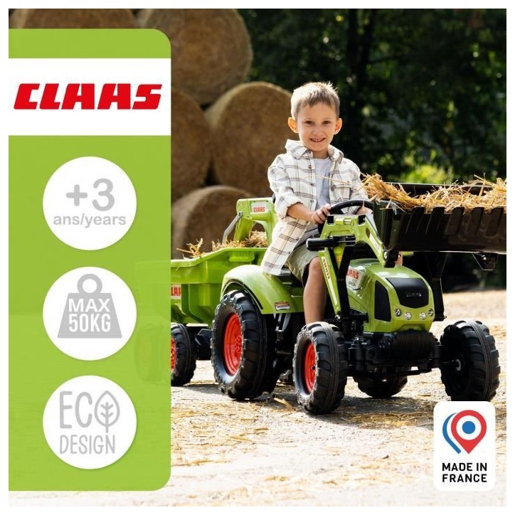 Tractopelle a pédales Claas - FALK - Volant directionnel, Selle pivotante & Excavatrice remorque - Fabriqué en France - Des 3 Tractopelle a pédales Claas - FALK - Volant directionnel, Selle pivotante & Excavatrice remorque - Fabriqué en France - Des 3
