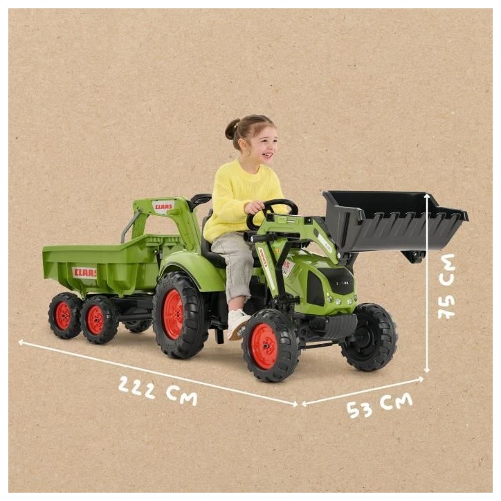 Tractopelle a pédales Claas - FALK - Volant directionnel, Selle pivotante & Excavatrice remorque - Fabriqué en France - Des 3 Tractopelle a pédales Claas - FALK - Volant directionnel, Selle pivotante & Excavatrice remorque - Fabriqué en France - Des 3