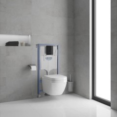 Pack Bâti support 5 en 1 - GROHE - Blanc - Céramique - Cuvette + abattant + plaque de commande + supports muraux + isolation