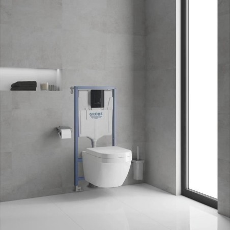 Pack Bâti support 5 en 1 - GROHE - Blanc - Céramique - Cuvette + abattant + plaque de commande + supports muraux + isolation