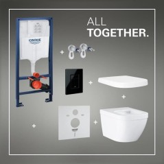 Pack Bâti support 5 en 1 - GROHE - Blanc - Céramique - Cuvette + aba
