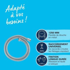 Flexible de douche - GROHE - 22106000 - 1,25 m - VitalioFlex - Métal