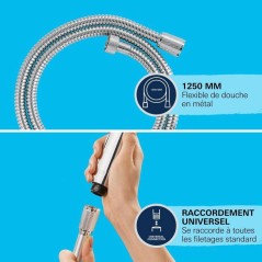 Flexible de douche - GROHE - 22106000 - 1,25 m - VitalioFlex - Métal