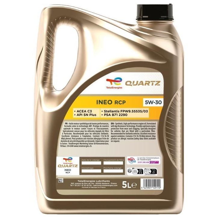 Huile moteur - TOTALENERGIES - Quartz Ineo RCP 5W-30 - 5L Huile moteur - TOTALENERGIES - Quartz Ineo RCP 5W-30 - 5L