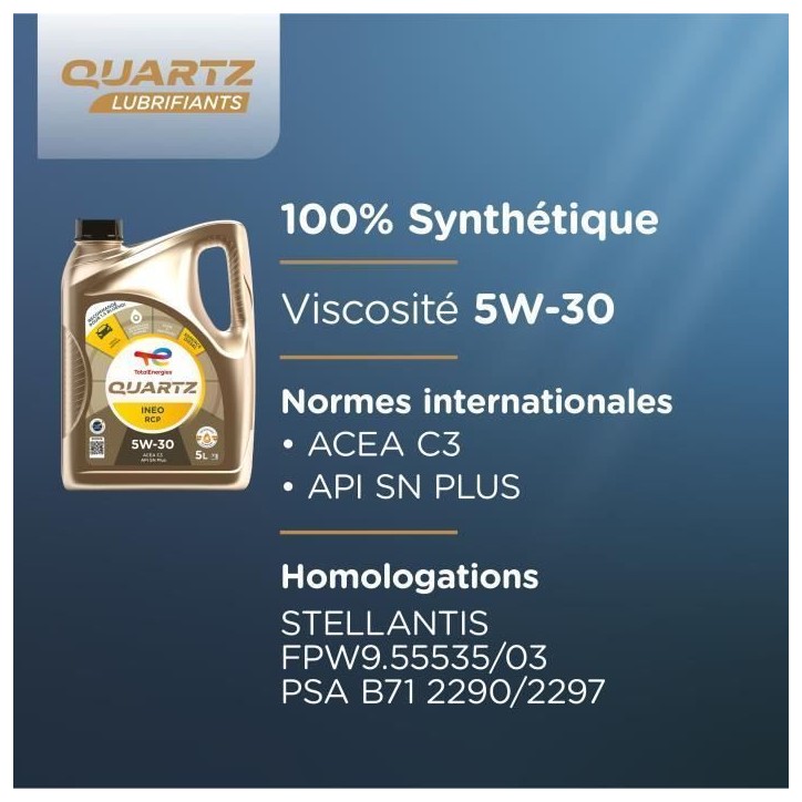 Huile moteur - TOTALENERGIES - Quartz Ineo RCP 5W-30 - 5L Huile moteur - TOTALENERGIES - Quartz Ineo RCP 5W-30 - 5L