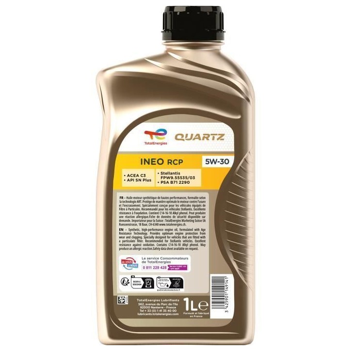 Huile moteur - TOTALENERGIES - Quartz Ineo RCP 5W-30 - 1L Huile moteur - TOTALENERGIES - Quartz Ineo RCP 5W-30 - 1L