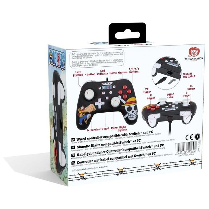 Manette - Konix - One Piece - Filaire - 3 m - Motif Luffy - Nintendo Switch Manette - Konix - One Piece - Filaire - 3 m - Motif Luffy - Nintendo Switch
