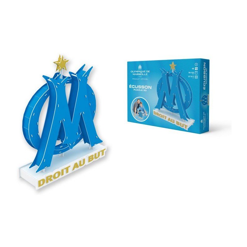 Puzzle 3D - MEGABLEU - Écusson Olympique de Marseille - 40 pieces - D