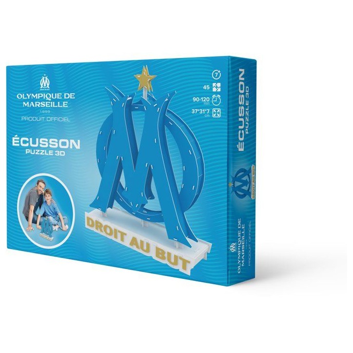 Puzzle 3D - MEGABLEU - Écusson Olympique de Marseille - 40 pieces - Des 7 ans
