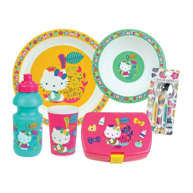 Lot vaisselle - FUN HOUSE - HELLO KITTY - Verre, Assiette creuse Ø16