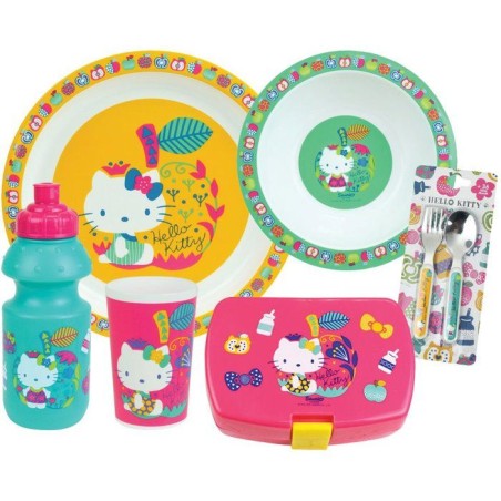 Lot vaisselle - FUN HOUSE - HELLO KITTY - Verre, Assiette creuse Ø16