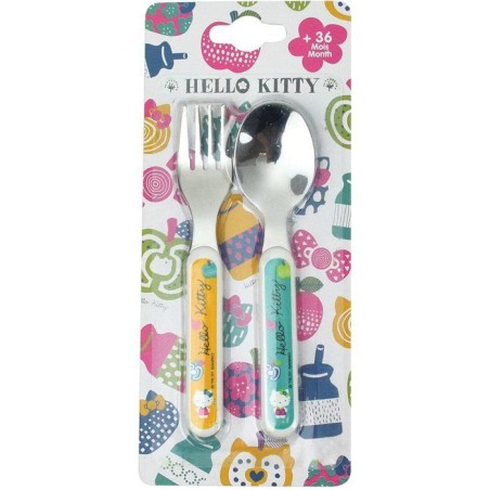 Lot vaisselle - FUN HOUSE - HELLO KITTY - Verre, Assiette creuse Ø16 cm, Asiette Ø22 cm, Couverts, Gourde, Boîte a goûter