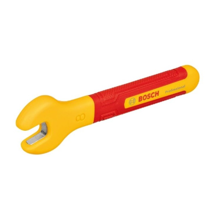 Clé plate VDE - BOSCH - 8 mm - Inclinée a 15° - Isolée jusqu'a 1000 V - Ergonomique en TPE Clé plate VDE - BOSCH - 8 mm - Inclinée a 15° - Isolée jusqu'a 1000 V - Ergonomique en TPE