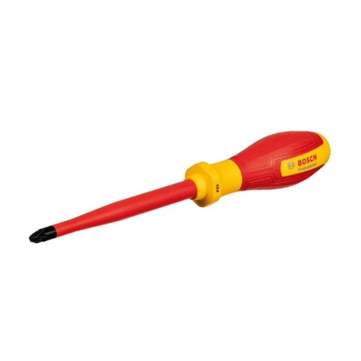 Bosch Professional tournevis VDE plat PZ3x125 (certifié jusqu'a 1 000 V, isolé avec un élastomere thermoplastique (TPE))