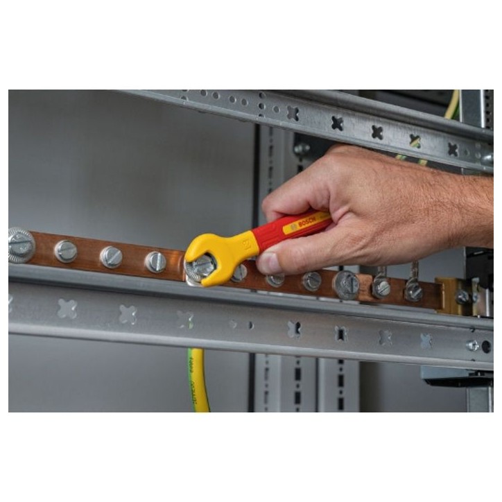Clé plate VDE - BOSCH - 13 mm - Inclinée a 15° - Isolée jusqu'a 1000 V - Ergonomique Clé plate VDE - BOSCH - 13 mm - Inclinée a 15° - Isolée jusqu'a 1000 V - Ergonomique