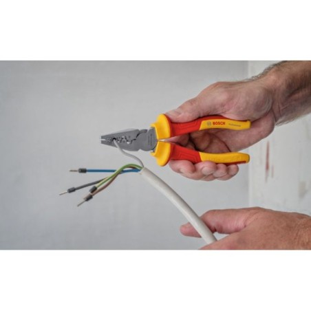 Pince a sertir - BOSCH - 180 mm - VDE - Plage de sertissage 0,25 a 16 mm² - Certifiée jusqu'a 1 000 V