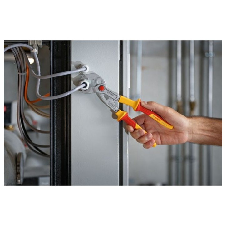 Pince multiprises VDE - BOSCH - 250 mm - Certifiée jusqu'a 1000 V - Isolée en TPU - Ergonomique Pince multiprises VDE - BOSCH - 250 mm - Certifiée jusqu'a 1000 V - Isolée en TPU - Ergonomique