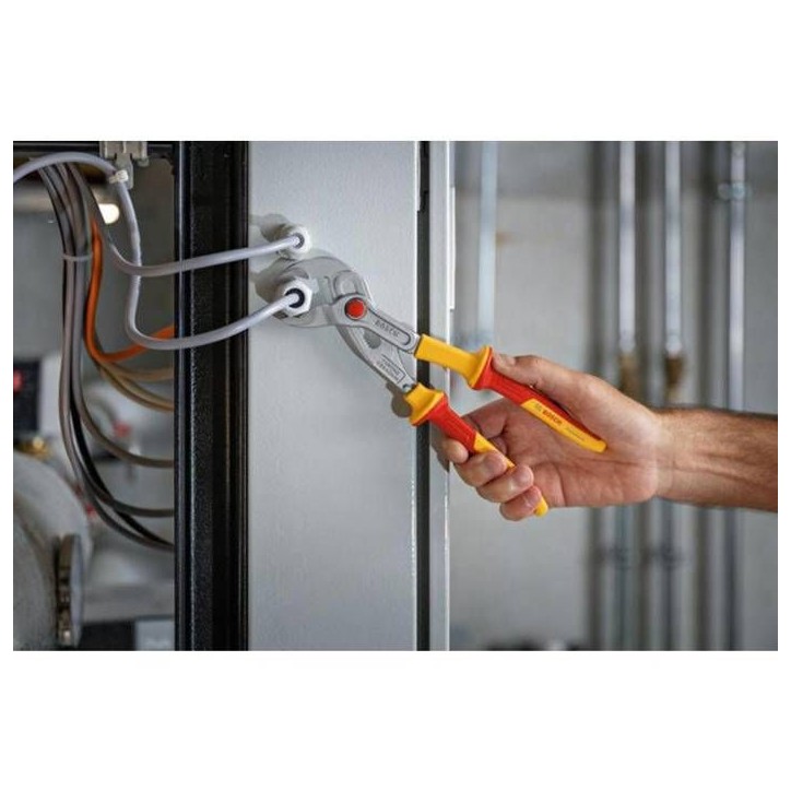 Pince multiprises VDE - BOSCH - 250 mm - Certifiée jusqu'a 1000 V - Isolée en TPU - Ergonomique Pince multiprises VDE - BOSCH - 250 mm - Certifiée jusqu'a 1000 V - Isolée en TPU - Ergonomique