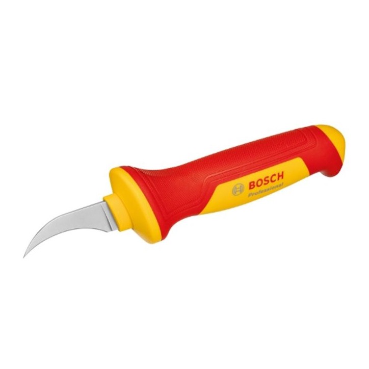 Couteau a dénuder - BOSCH - VDE - Lame en acier S2 - Isolé jusqu'a 1000 volts - Ergonomique Couteau a dénuder - BOSCH - VDE - Lame en acier S2 - Isolé jusqu'a 1000 volts - Ergonomique
