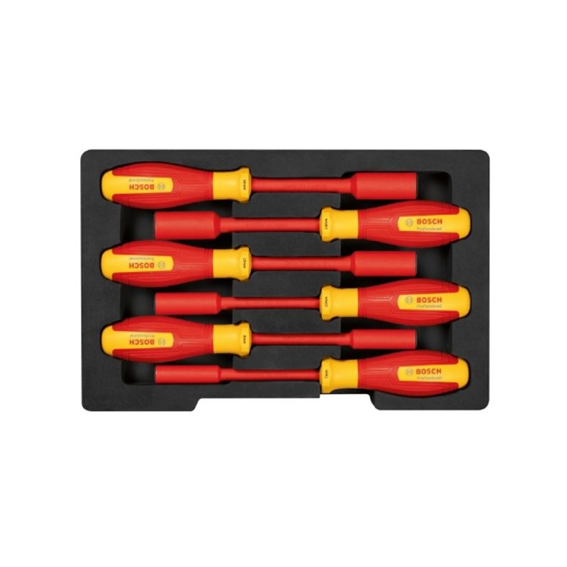 Set de clés a douilles VDE - BOSCH - 6 pieces - 7-14 mm - Certifié j