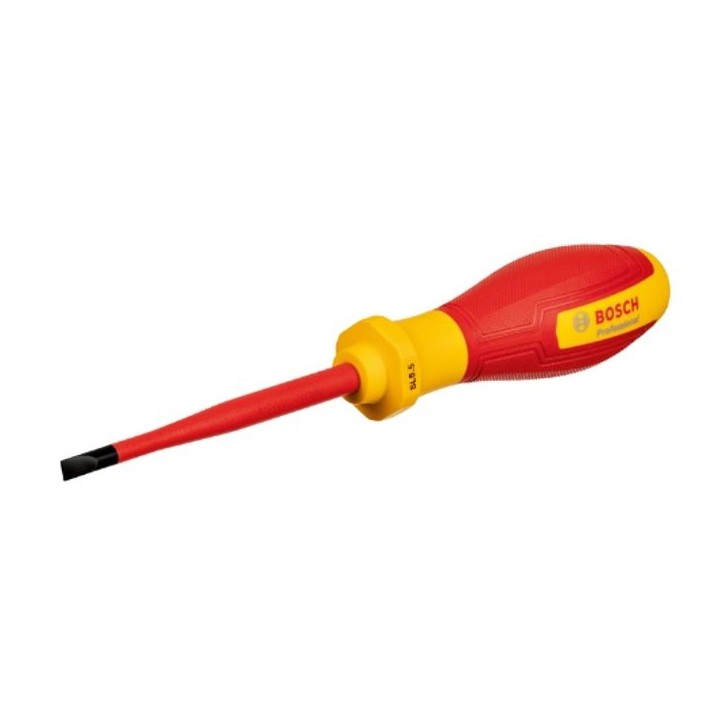 Bosch Professional tournevis VDE plat 5,5x100 (certifié jusqu'a 1 000 V, isolé avec un élastomere thermoplastique (TPE))