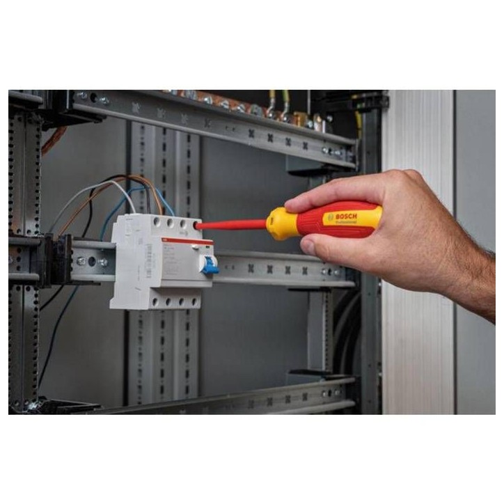 Tournevis VDE - BOSCH - TX25x100 - Isolé jusqu'a 1000 V - Élastomere thermoplastique - Antidérapant Tournevis VDE - BOSCH - TX25x100 - Isolé jusqu'a 1000 V - Élastomere thermoplastique - Antidérapant