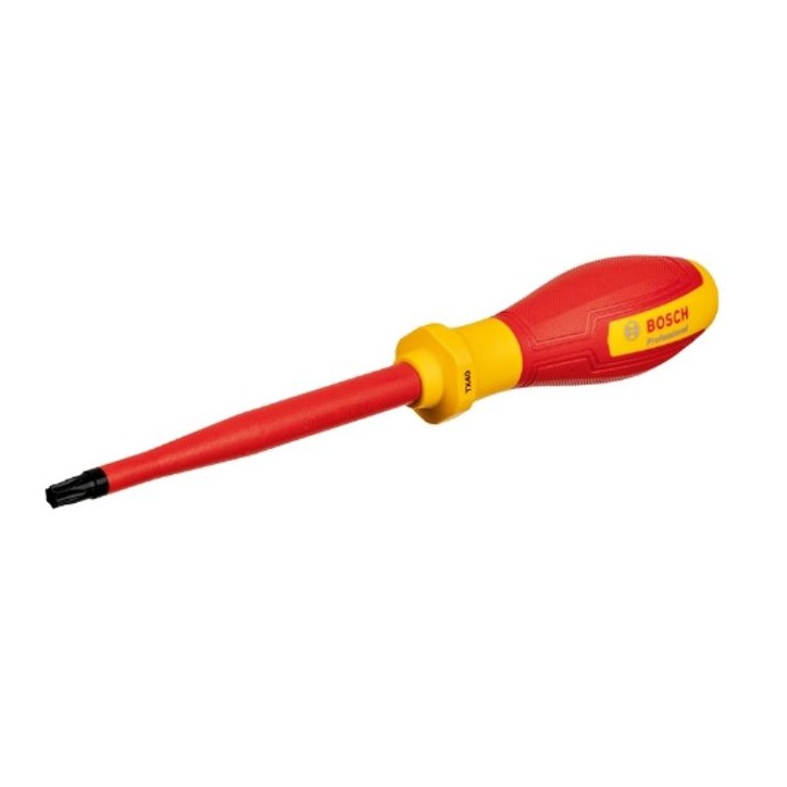 Tournevis VDE - BOSCH - TX40x125 - Isolé jusqu'a 1000 V - Élastomere thermoplastique - Antidérapant Tournevis VDE - BOSCH - TX40x125 - Isolé jusqu'a 1000 V - Élastomere thermoplastique - Antidérapant