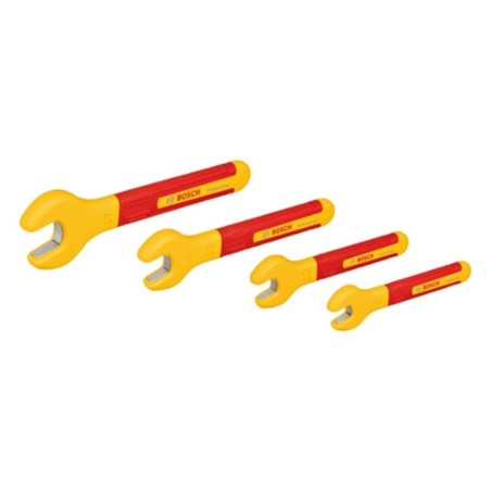 Bosch Professional set de clés plates VDE (avec 4 clés plates : 8 mm, 10 mm, 13 mm et 17 mm, certifiées jusqu'a 1 000 V)