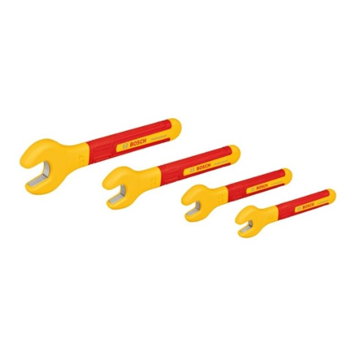 Bosch Professional set de clés plates VDE (avec 4 clés plates : 8 mm, 10 mm, 13 mm et 17 mm, certifiées jusqu'a 1 000 V) Bosch Professional set de clés plates VDE (avec 4 clés plates : 8 mm, 10 mm, 13 mm et 17 mm, certifiées jusqu'a 1 000 V)