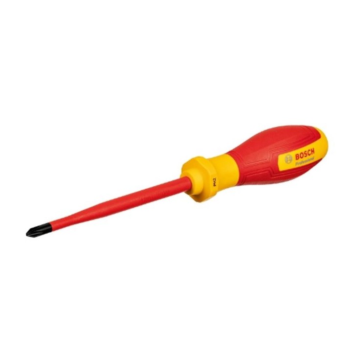 Tournevis VDE - BOSCH - PH2x125 - Isolé jusqu'a 1000 V - Élastomere thermoplastique - Ergonomique Tournevis VDE - BOSCH - PH2x125 - Isolé jusqu'a 1000 V - Élastomere thermoplastique - Ergonomique