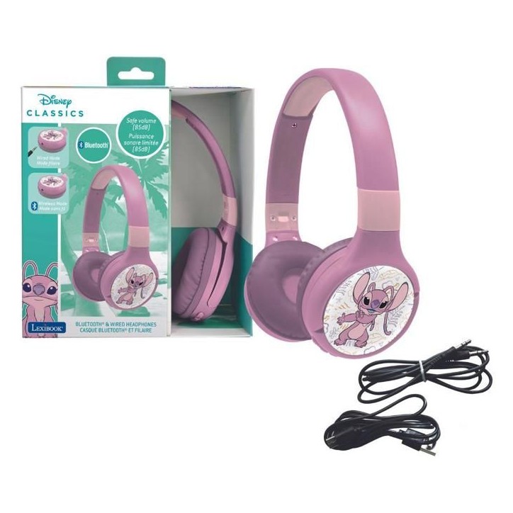 LEXIBOOK - Casque 2 en 1 Bluetooth et Filaire confortable et pliable pour enfants avec limitation de son – Angel LEXIBOOK - Casque 2 en 1 Bluetooth et Filaire confortable et pliable pour enfants avec limitation de son – Angel