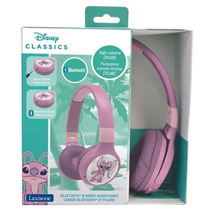 LEXIBOOK - Casque 2 en 1 Bluetooth et Filaire confortable et pliable pour enfants avec limitation de son – Angel LEXIBOOK - Casque 2 en 1 Bluetooth et Filaire confortable et pliable pour enfants avec limitation de son – Angel