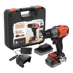 Perceuse visseuse sans fil 18V + 2 batteries 2Ah + chargeur - BLACK&DE