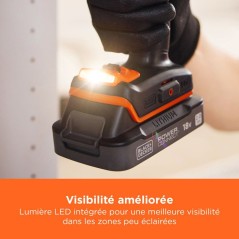 Perceuse visseuse sans fil 18V + 2 batteries 2Ah + chargeur - BLACK&DE