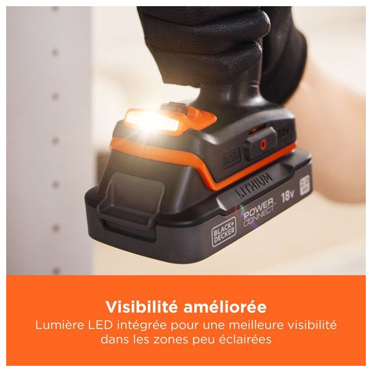 Perceuse visseuse sans fil 18V + 2 batteries 2Ah + chargeur - BLACK&DECKER - BCD382D2XK-QW - Avec mallette de transport Perceuse visseuse sans fil 18V + 2 batteries 2Ah + chargeur - BLACK&DECKER - BCD382D2XK-QW - Avec mallette de transport