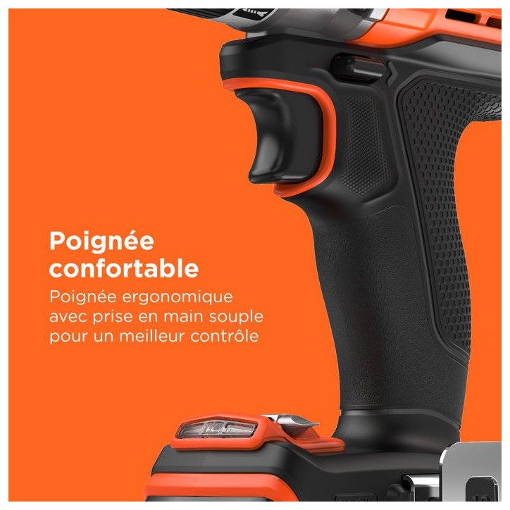 Perceuse visseuse sans fil 18V + 2 batteries 2Ah + chargeur - BLACK&DECKER - BCD382D2XK-QW - Avec mallette de transport Perceuse visseuse sans fil 18V + 2 batteries 2Ah + chargeur - BLACK&DECKER - BCD382D2XK-QW - Avec mallette de transport
